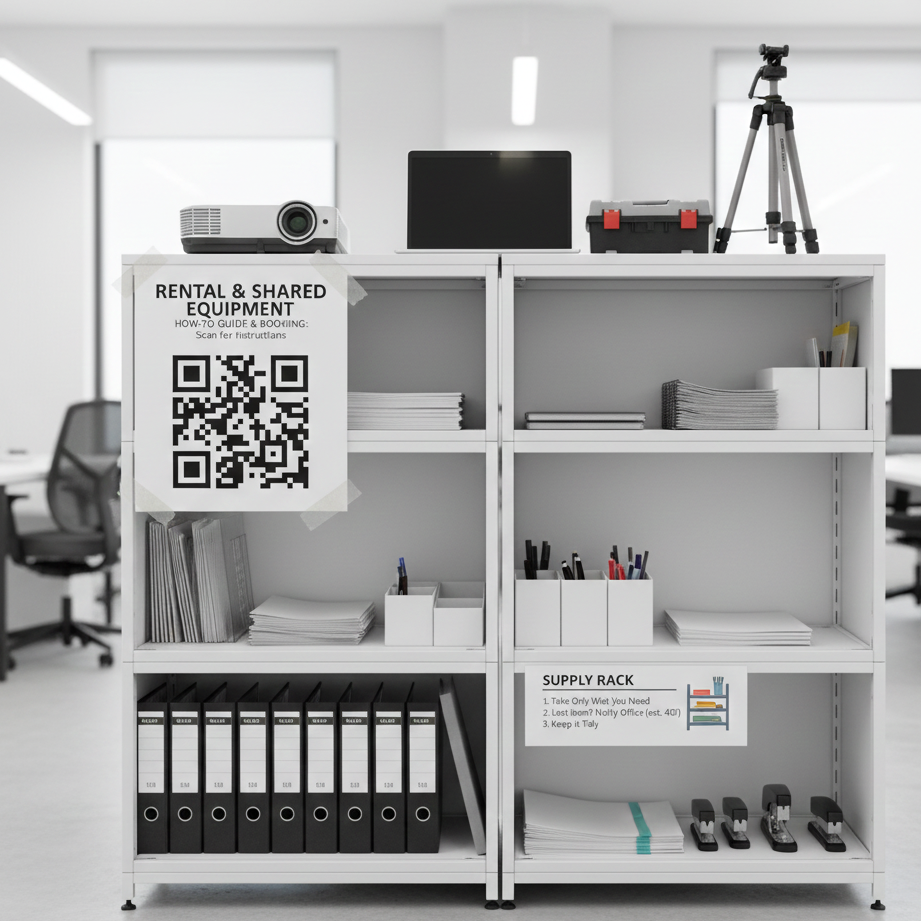 Rental items and shared equipment | DoorNote QR/PIN placement example